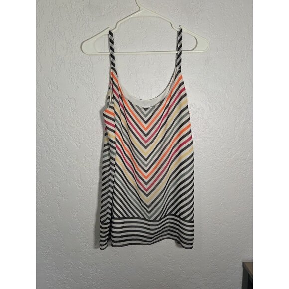 CAbi Striped Linea Cami Tank Chevron Rainbow Size M Adjustable Straps #5043 - Picture 1 of 4